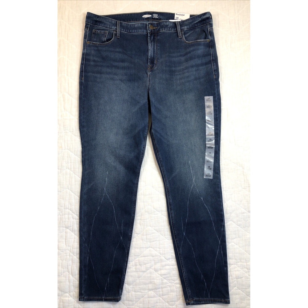 Old Navy Rockstar Jeans Women's Size 18 Denim Blue High Rise Super Skinny Sculpt